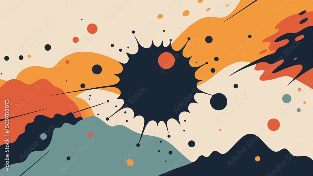 Poster abstract color palette composition with dynamic shapes and modern graphic design
