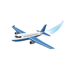 Blue jetliner soaring