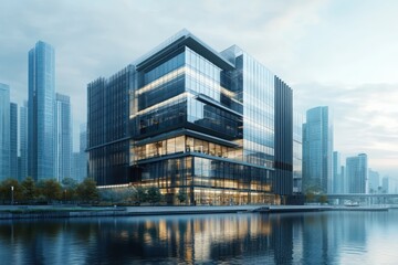 Office Tower in Business District . Real Estate Background