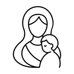 modern mother and baby line art vector design
