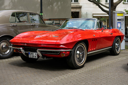 BERLIN - MAY 10, 2025: Chevrolet Corvette Sting Ray (C2) convertible (1963-1967) at Classic Days Berlin. Iconic American sports car.