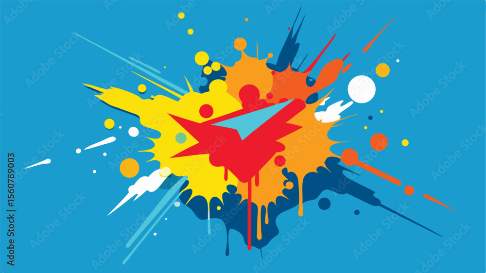 Poster abstract colorful splash design element on blue background with transparency option