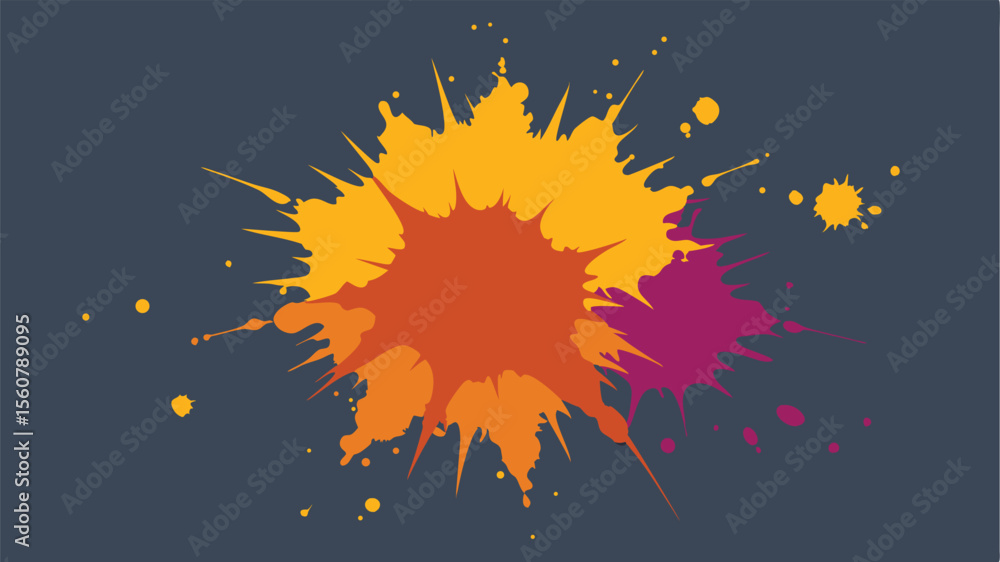 Poster abstract colorful splatter design element with transparency for creative design projects