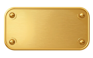 Gold metal plate with a shiny texture, isolated on a transparent background in PNG format.