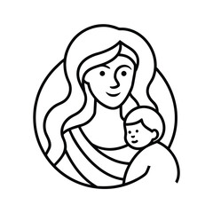 modern mother and baby line art vector design