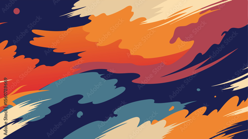 Aufkleber abstract colorful swirls and brush strokes digital art design with transparency