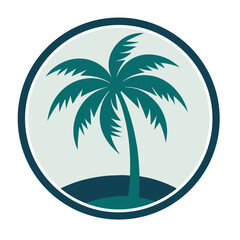 Palm Tree and Sunset in Circle - Tropical Travel Logo