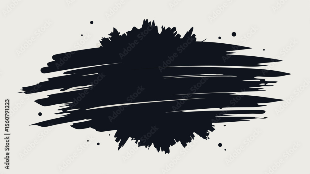 Poster abstract dark shape with brush strokes on a white background design element