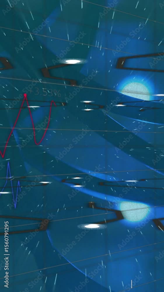 Poster light trails against financial data processing against close up of computer server