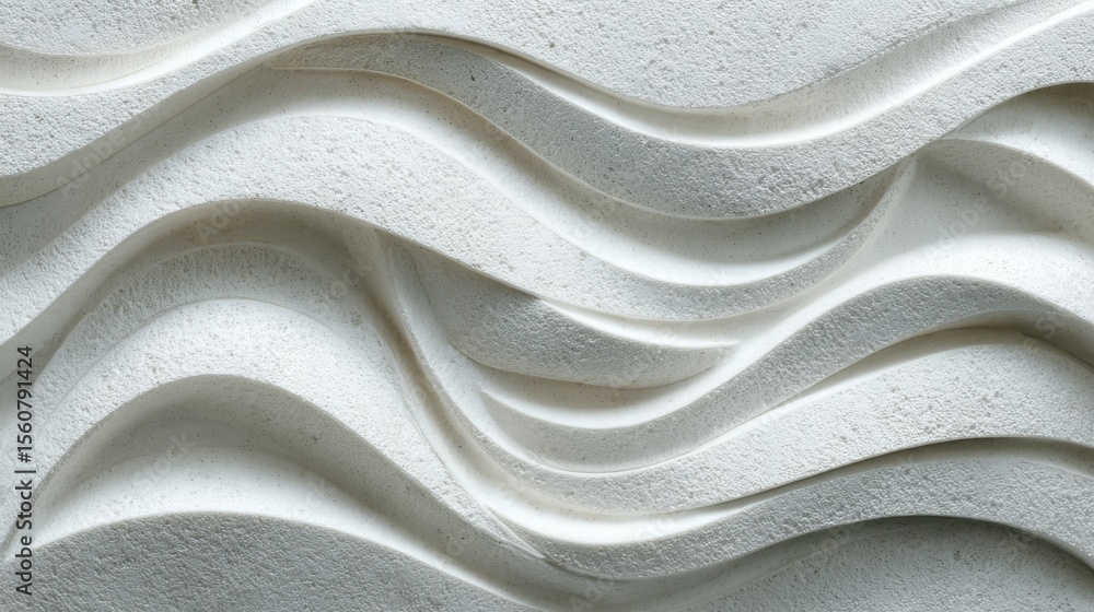 Poster intricate white wall panel featuring flowing wave patterns creates a sense of movement in a stylish 