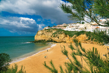 view of the coast of the sea in algarve
