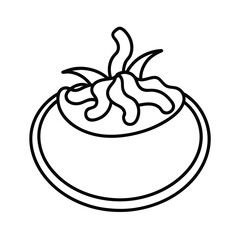 tomato sauce pasta line art vector