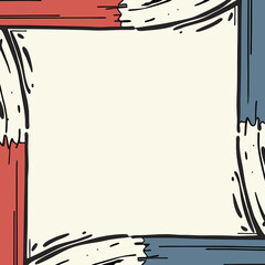 Obraz premium Abstract frame design featuring brush strokes in red blue and black colors