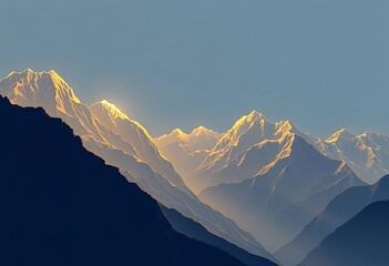 Elegant gold mountain range line art, perfect for luxury backgrounds,  elegant,  packaging