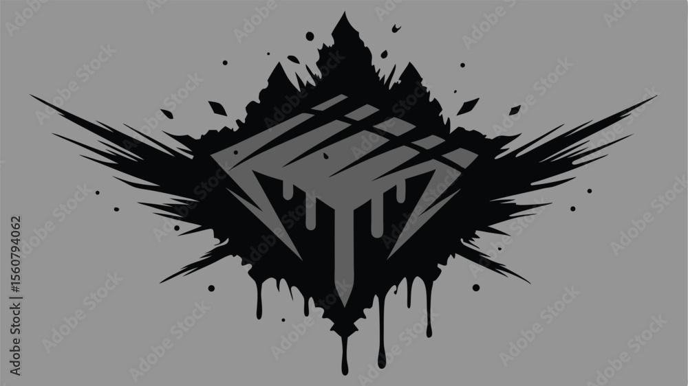 Poster abstract geometric design with artistic spatter graphic element on transparency