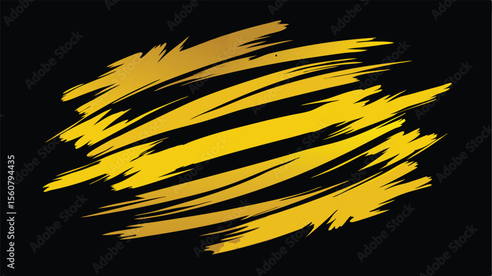 Poster abstract golden brushstroke pattern with transparent background for versatile design use