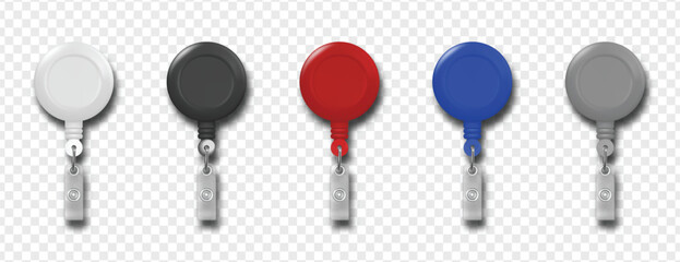 Realistic set of card holders isolated on transparent background, ideal for branding mockups, product display, business card presentations, or design use