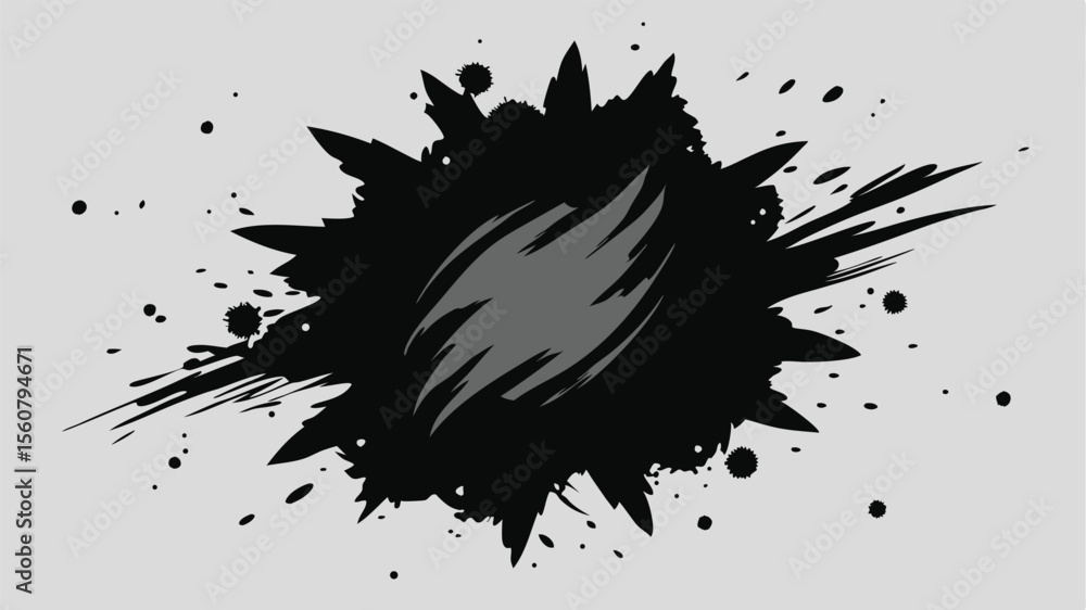 Poster abstract graphic design element with ink splatter and unique transparent effect