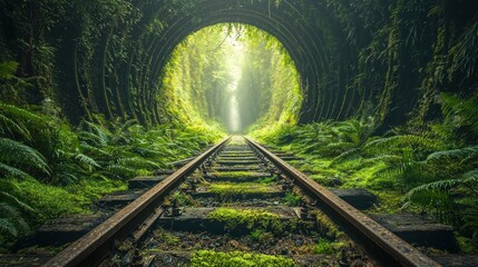 Overgrown railroad tunnel