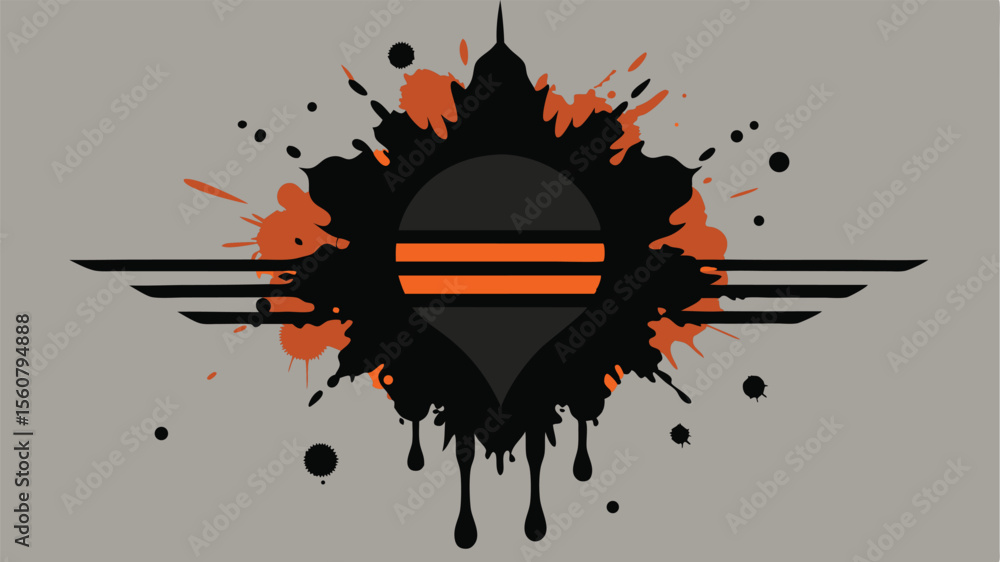 Poster abstract graphic design featuring ornate blots and stylish shapes with transparent elements
