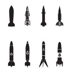 set of missile vector illustration