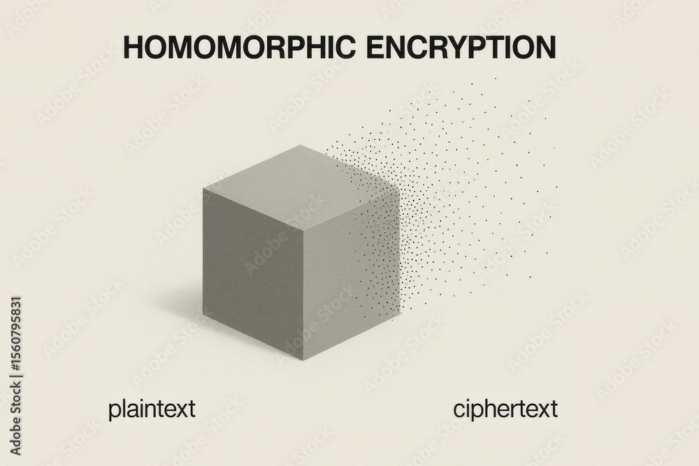 Leinwandbilder Visual Representation of Homomorphic Encryption: Transition from Plaintext to Ciphertext