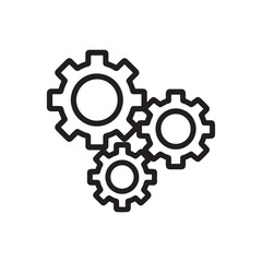 Fototapeta premium Cogwheel Gears Outline Vector Icon - Mechanism and Settings Symbol