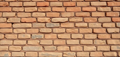 Obraz premium Timeworn horizontal brick wall seamless texture Rough, aged stone blocks, earthy tones, detail, stonework