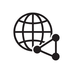 Global Network Connection Silhouette Vector - World Communication Icon