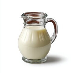 Glass Milk Pitcher Filled with Creamy Milk white