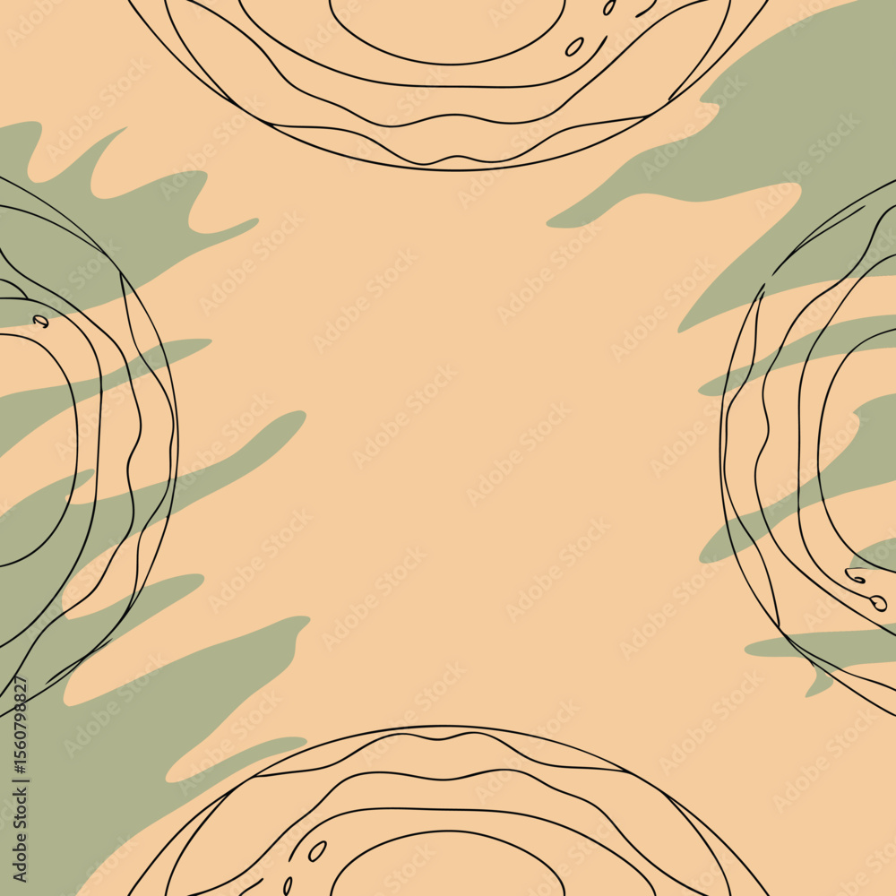 Aufkleber abstract minimalist art with unique shapes and lines on a warm colored background