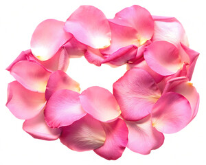 Pink rose petals arrangement isolated on a transparent background