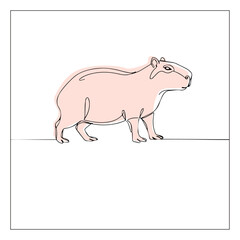 Capivara em arte minimalista com linhas