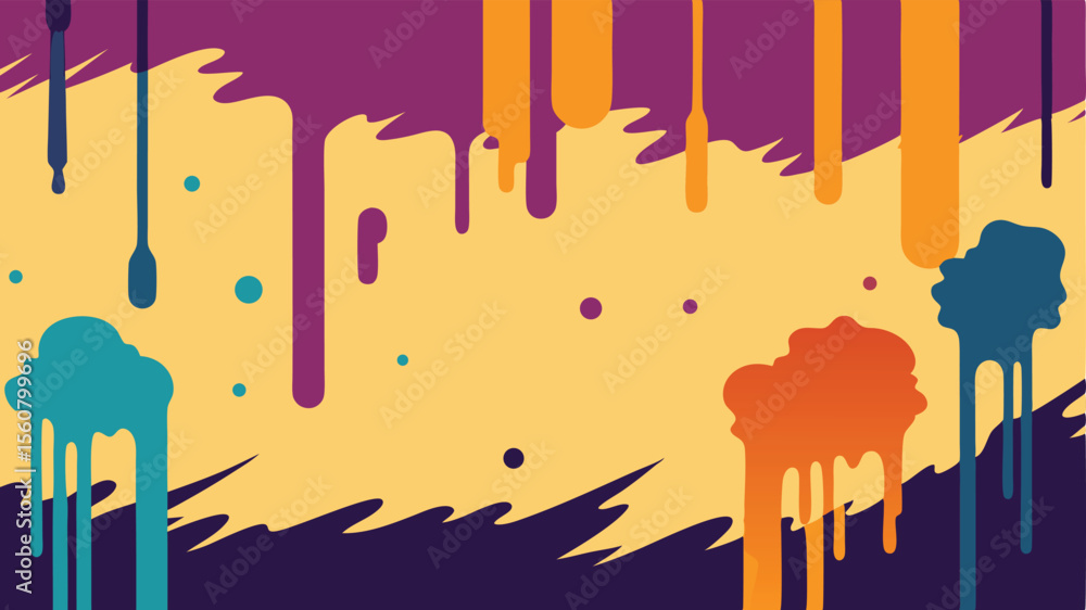 Poster abstract paint drips and splatters illustration on a transparent background for versatile design