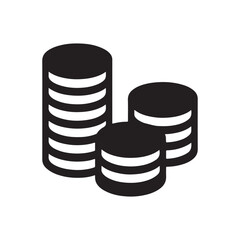Solid Coin Stack Icon Vector for Finance, Money, Banking, Investment, Savings, Wealth, Business Economy, and Financial Growth Concepts