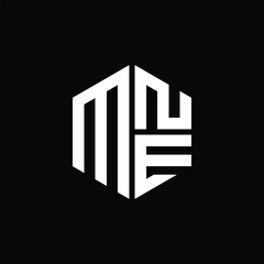 MNE logo MNE icon MNE monogram MNE letter minimalist Circle flat Unique modern abstract logo design.