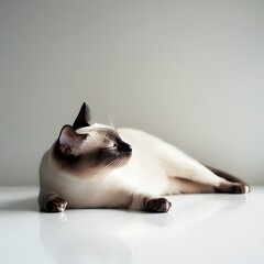 Image of a cute Siamese cat isolated on a white background. Cute exotic animals. Beautiful and colorful pets on a white background.