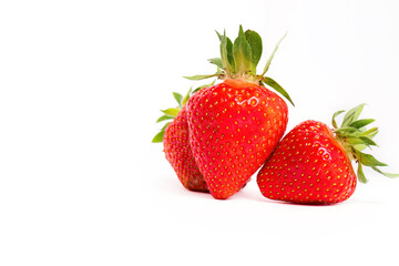 Group of fresh strawberries on white background
