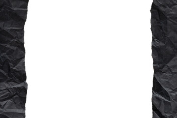 Torn black paper vertical edges with crumpled texture
