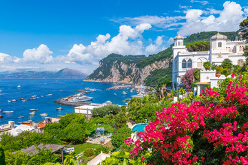 Landscape with Marina Grande in Capri Island,Tyrrhenian sea, Italy