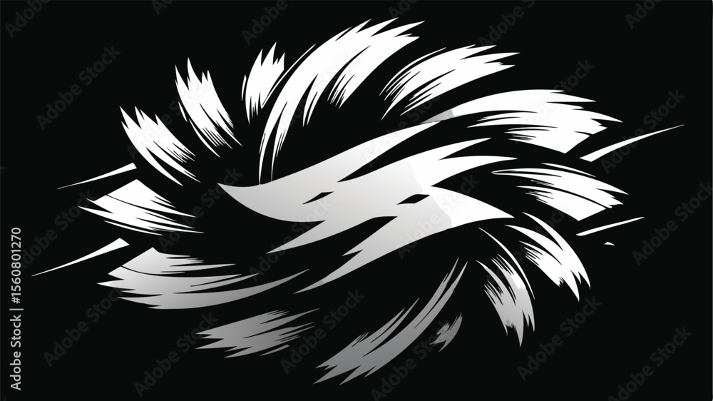 Poster abstract swirling vector design with brush strokes and transparency elements