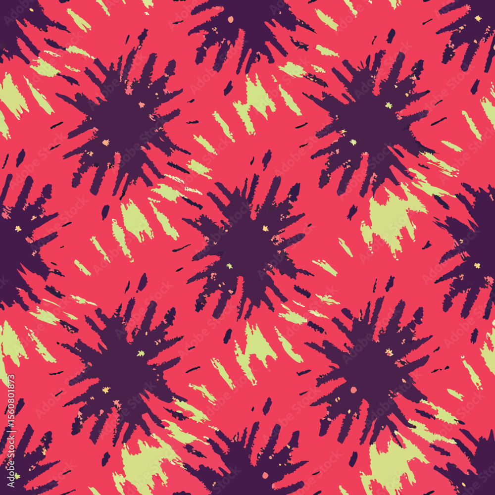 Poster abstract tie-dye style repeating pattern featuring bold colors and unique design