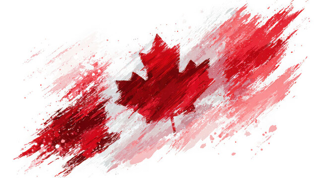 A vibrant canadian flag with a maple leaf design isolated on transparent background