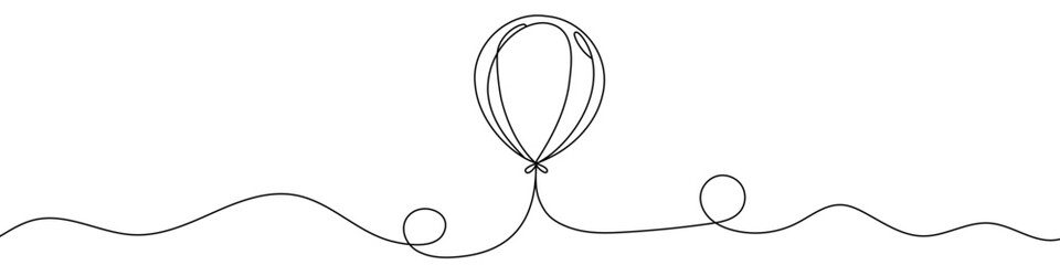 Black balloon in single line art style. Editable minimalist balloon drawing on white background. Vector illustration.