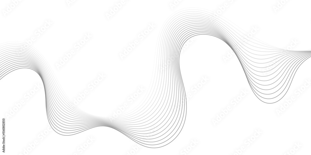 Poster abstract smooth grey wave lines flowing across a white background. minimalist curve design ideal for