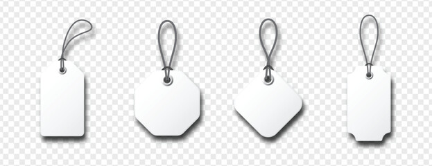 Realistic tag mockup isolated on transparent background, ideal for branding, pricing, clothing labels, or product packaging design presentations