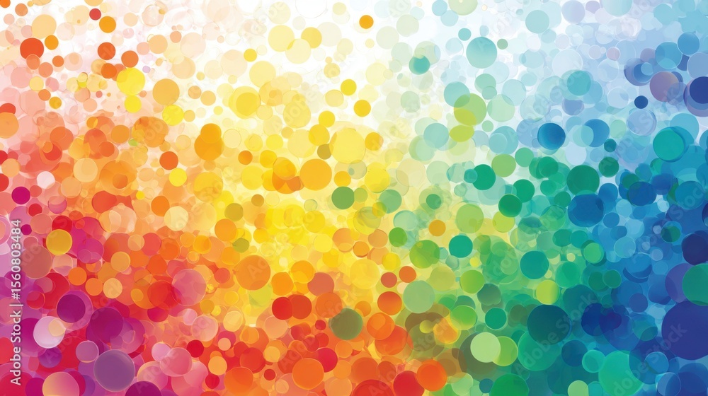 Poster bright circles in various colors overlap and blend, creating an energetic and captivating abstract b