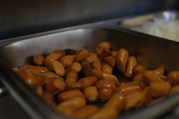 food display at restaurant on the tray. High quality photo