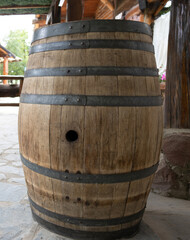 Fototapeta premium Portrait image of a wooden barrel