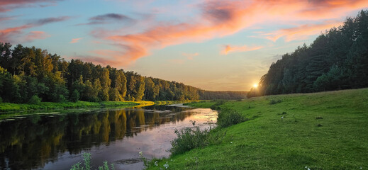 Upper reaches of the Volga river in Russia